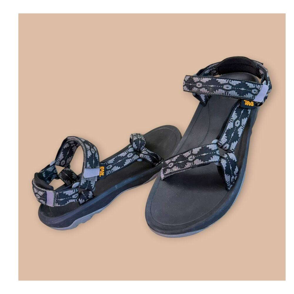 Teva Mens Sports Strappy Walking Sandals Hiking Water Size 7 Aztec Black Gray